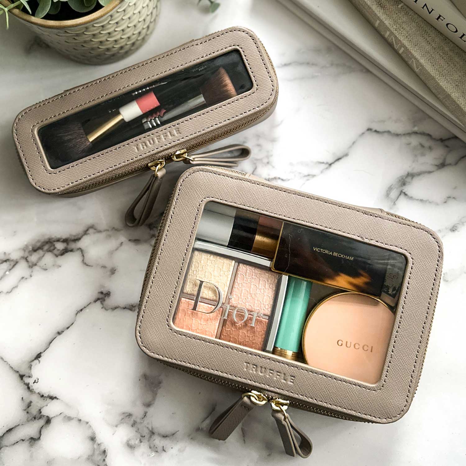 clear travel toiletry bag Leather Case Thoughtfully designed with two compartments Medium Clear Cosmetic Case |