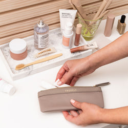 truffle privacy multi-tasking pouch set is  a set of chic nylon organizing pouches