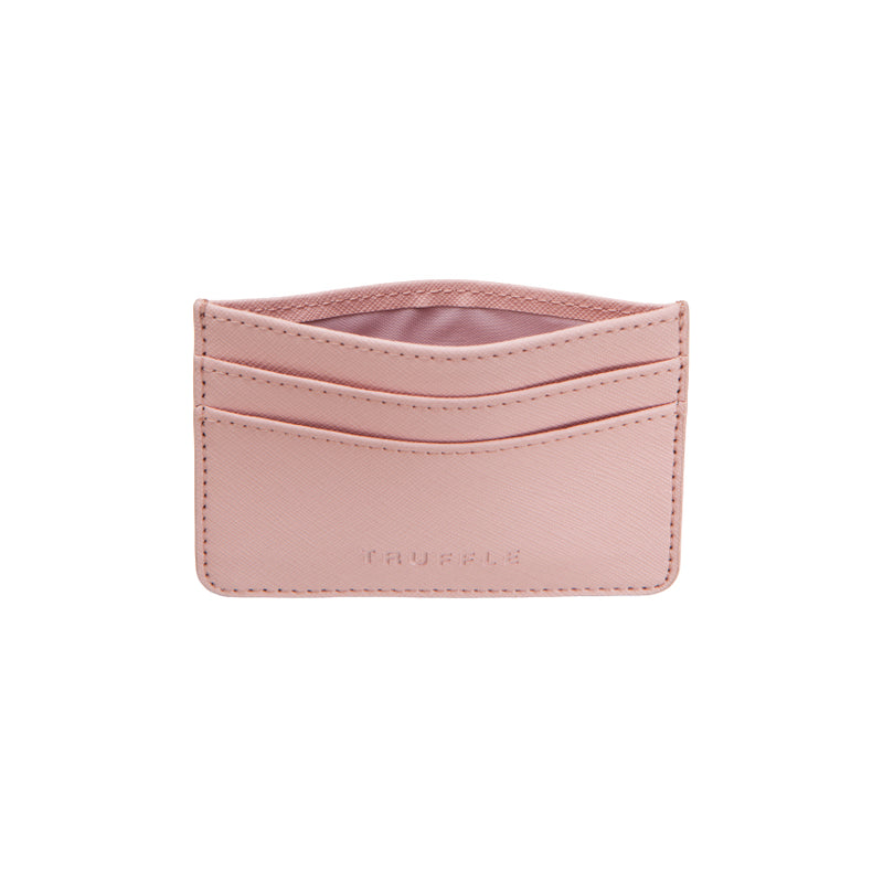 Top down view of a Truffle blush leather Card Case