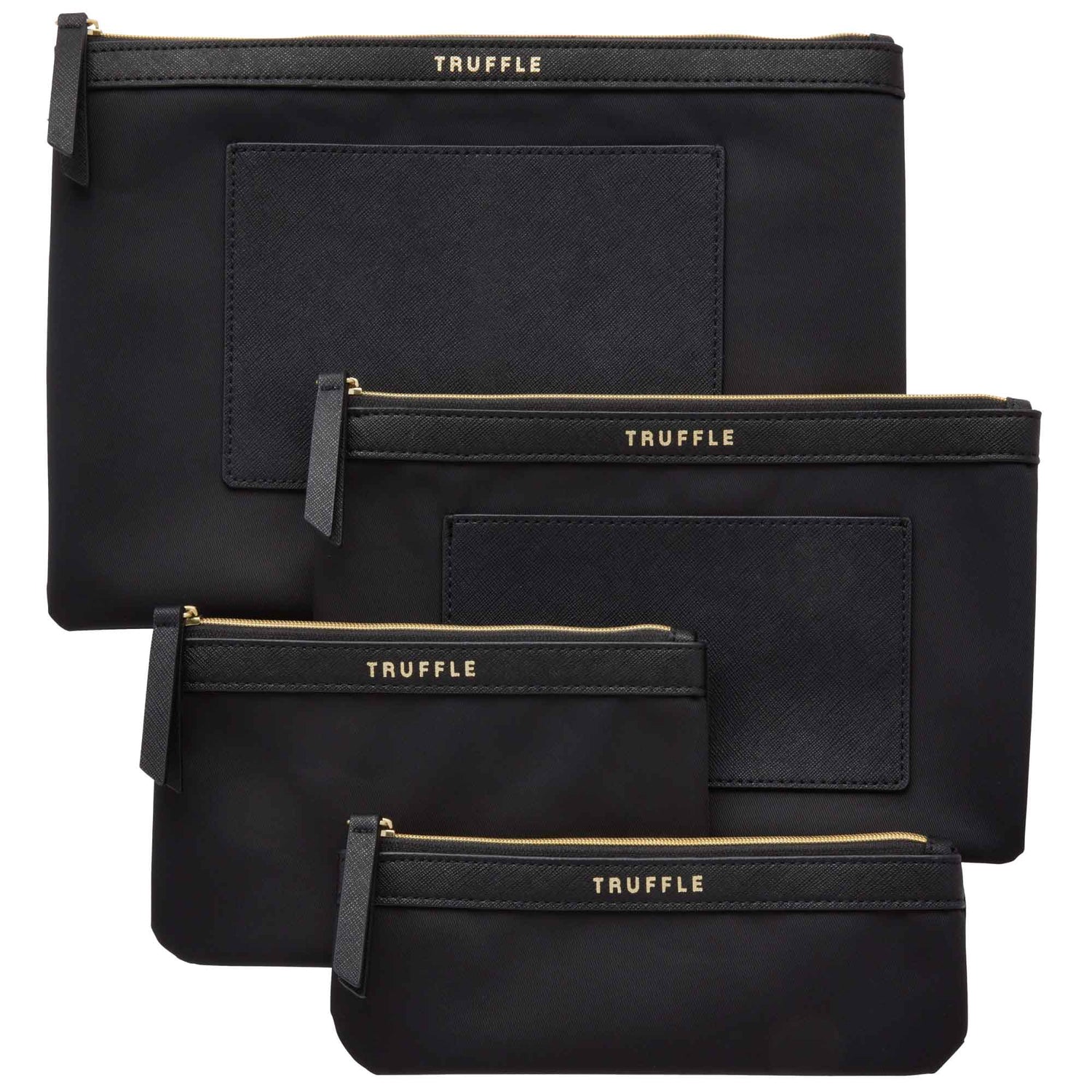 Recycled Nylon Pouch Set - 4 Nylon Zipper Pouches | Truffle