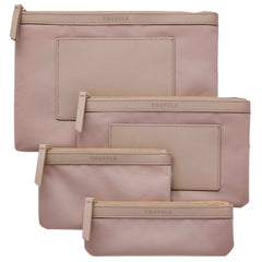 Truffle Privacy Multi-tasking Pouch Set in Toffee, 4 pouches, on a white background