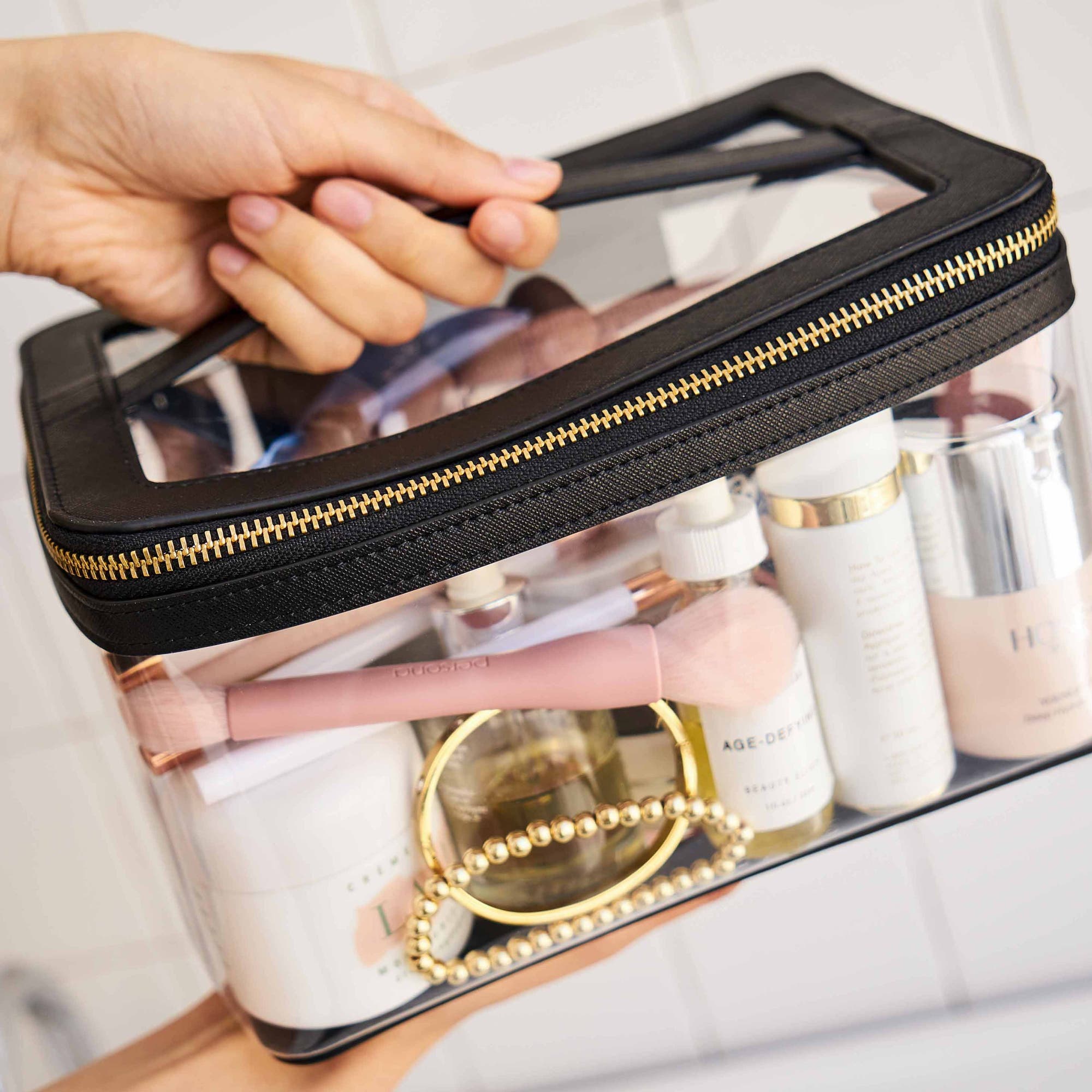 Clarity Jumbo Train Case - Large Clear Cosmetic Train Case | Truffle Blush Clarity Jumbo Train Case - Large Clear Cosmetic Train Case | Truffle Blush