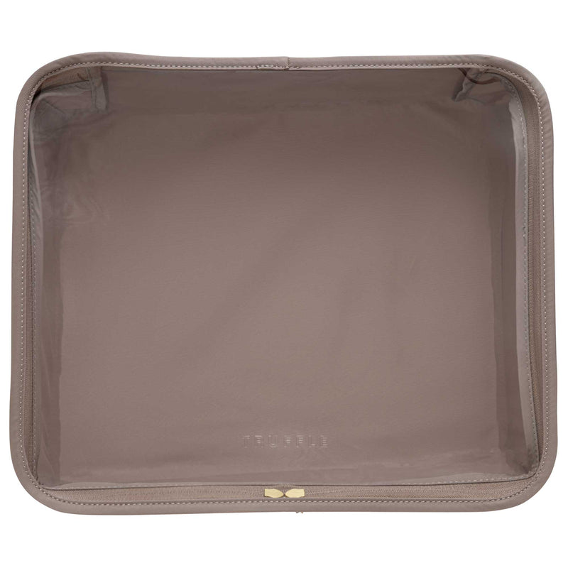 The top of a Truffle Clarity Packing Cube showing the clear window.