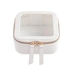 Truffle Clarity Petite Case trimmed in white leather, perfect for small essentials.